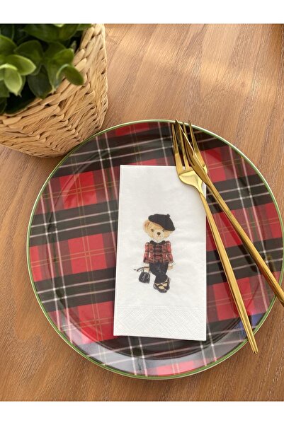 busrasdesign منديل عرض مطبوع منقوش من تيدي بير 16 قطعة