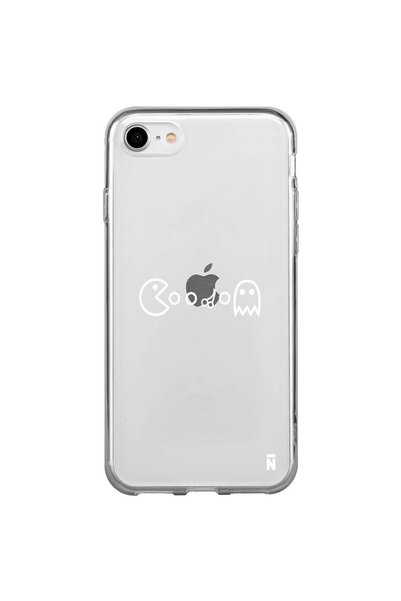 Casen حافظة هاتف من السيليكون الشفاف بتصميم Pac-Man لهاتف iPhone 7 / 8 / SE