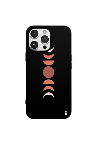 Casen iPhone 14 Pro Max Lune Tasarımlı Siyah Renkli Silikon Telefon Kılıfı