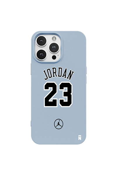 Casen iPhone 15 Pro Max Uyumlu Jordan Tasarımlı Mavi Renkli Silikon Telefon K...