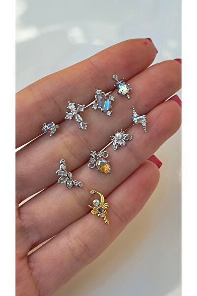 Opia JEWELRY - Zirkon Taşlı Şimşek Model Çelik Tragus