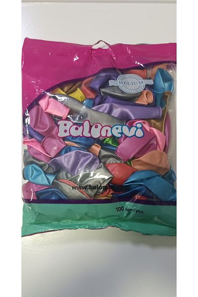 BalonEvi 10'' Inch Mixed Metallic Color Balloon (100 Pieces)