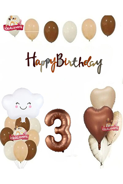 Bkmc Maro 3 ani Set de petrecere de aniversare cu balon din folie de nor maro...