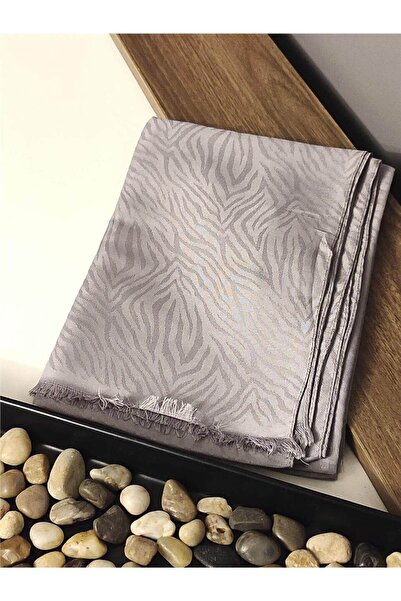 İpekel Koyu Gri Desenli Pamuklu Jakar Şal