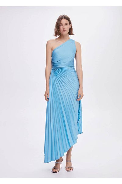 MANGO Woman Rochie plisată cu croială asimetrică