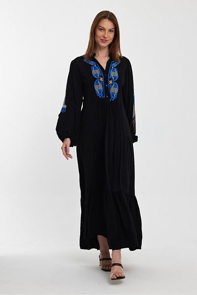 AYASOFYA OTANTIK Rochie lungă cu mânecă lungă, cu mânecă lungă, cu detaliu de broderie