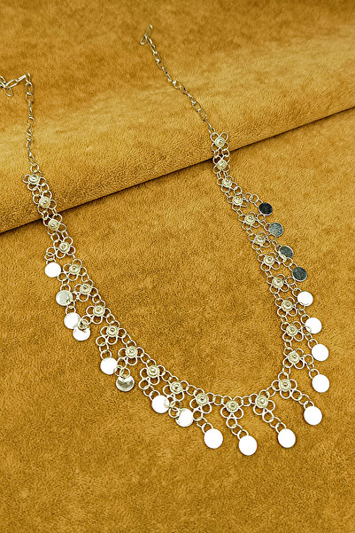 Güzel Gümüşçülük 925 Ayar Gümüş Mardin Midyat Telkari El İşi Kişniş Akıtma Model 1 Sıra Pullu Kadın Gerdanlık Kolye