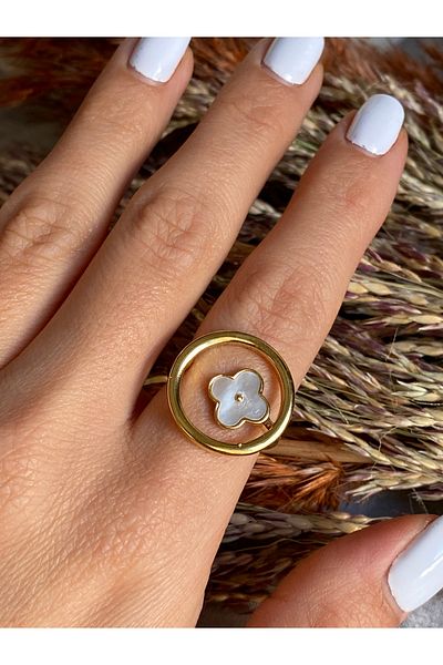 Lucios Clover Detailed Stainless Steel Ring