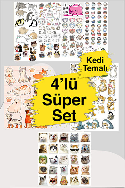 LiyaCraft Süper Sevimli 165Adet Kedi Sticker Set-Planner Ajanda Bullet Journa...