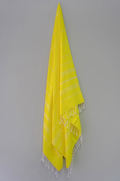 Organik Pamuk 95x180 Çizgili Sultan Peştemal Sarı