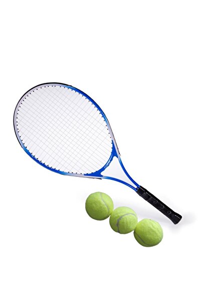 Bundeba 3 Adet Top Hediyeli Taşıma Çantalı 27 İnç Tenis Raketi Mavi