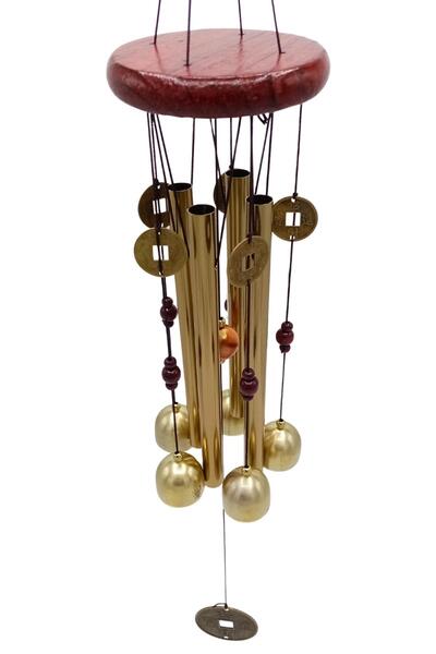 Dünyadan Hediyeler Feng Shui Metal Rüzgar Çanı Şans Parası Oval S05