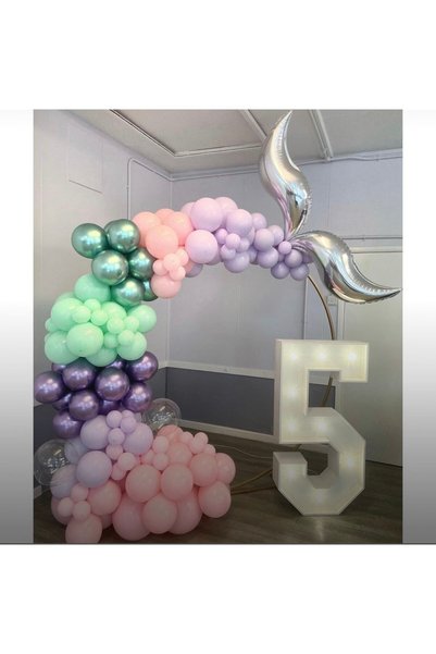 eğlencemarketi Krom Mor Yeşil Makaron Lila Mint Yeşili Makaron Pembe Balon Zi...