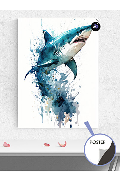 Postermanya Köpek Balığı Jaws Hayvan Poster - Afiş - Dekoratif Duvar Posteri