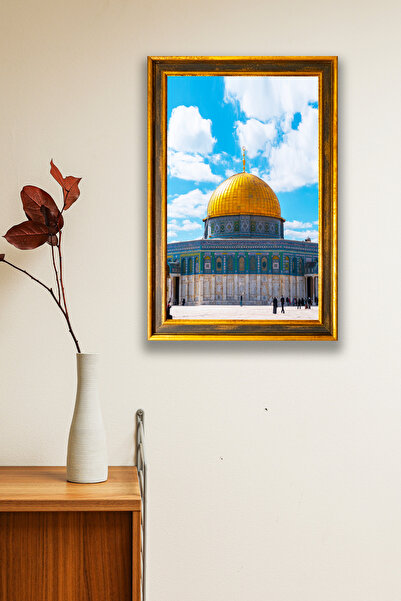 Nod Masjid-i Aqsa Cadru Aspect Tablou Islamic din Lemn, Decor Religios Perete...
