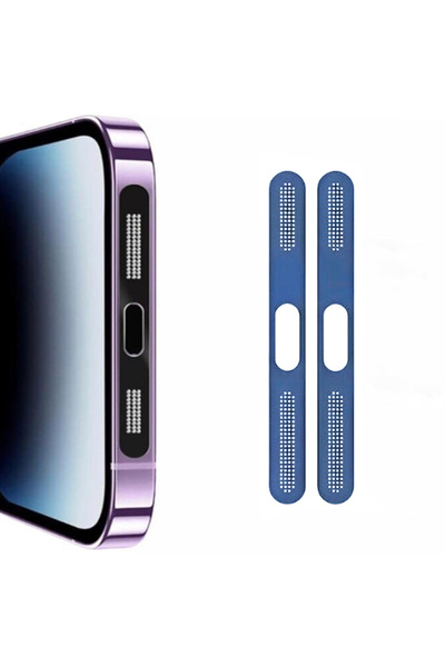 Ally iPhone 15 Plus İçin Anti-Dust Toz Ve Kir Önleyici Sticker 2 Adet Set MAVİ