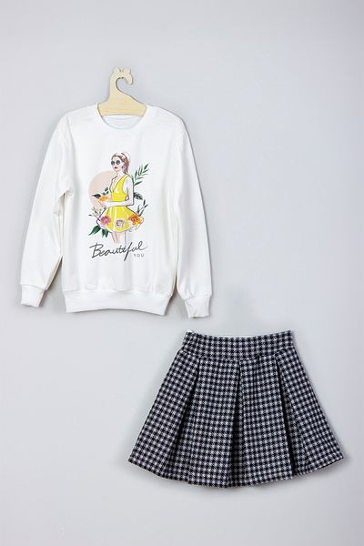 ADA BEBEK ÇOCUK New Season Pride Patterned Skirt and Sweat Set