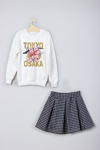 ADA BEBEK ÇOCUK New Season Tokyo Osaka Style Printed Skirt Sweat Set