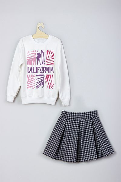 ADA BEBEK ÇOCUK New Season California Printed Skirt Sweat Set