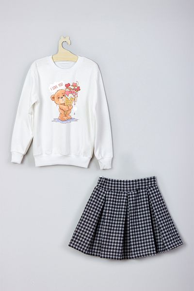 ADA BEBEK ÇOCUK Printed Skirt Sweat Set