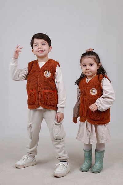 JUNİPERUS Embroidered Plush Fleece Baby Kids Vest Wellsoft Vest
