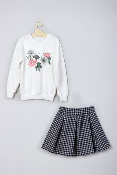 ADA BEBEK ÇOCUK New Season It's A New Day Printed Sweat Suit - Skirt