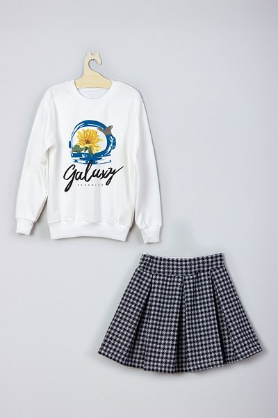 ADA BEBEK ÇOCUK New Season Galaxy Printed Skirt Sweat Set