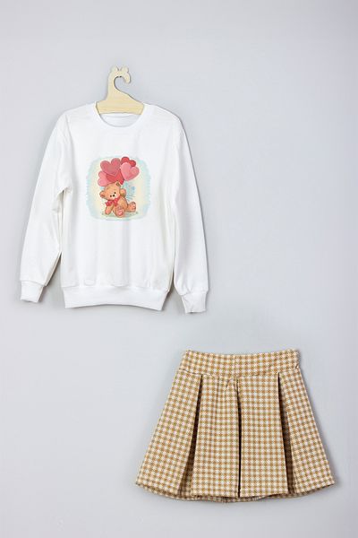 ADA BEBEK ÇOCUK New Season Printed Skirt Sweat Set