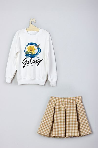 ADA BEBEK ÇOCUK New Season Galaxy Printed Skirt Sweat Set