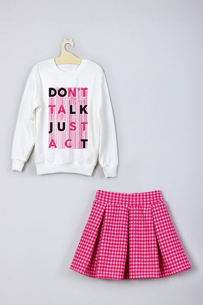 ADA BEBEK ÇOCUK New Season Don't Talk Just ACT Skirt Sweat Suit