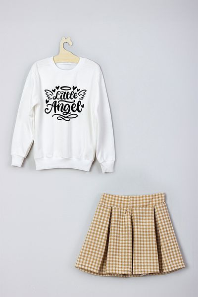 ADA BEBEK ÇOCUK New Season - Little Angel Printed Skirt and Sweat Set