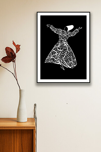 Nod Mevlana Semazen Çerçeve Görünümlü Ahşap Islami Tablo Modeli, Ev, Ofis Din...