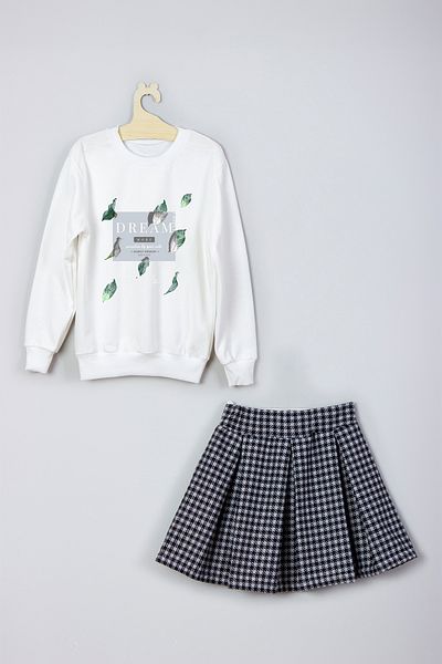 ADA BEBEK ÇOCUK New Season Style Printed Skirt Sweat Set