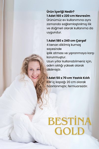BESTİNA GOLD Set de lenjerie de pat Bestina Gold din satin de bumbac