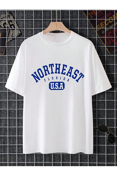 Jose Clothing Μπλουζάκι Unisex Λευκό εμπριμέ από οργανικό βαμβάκι Oversize με κοντό μανίκι