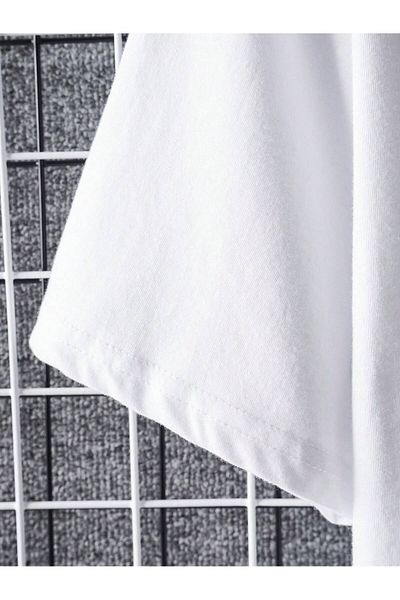 Jose Clothing Μπλουζάκι Unisex Λευκό εμπριμέ από οργανικό βαμβάκι Oversize με κοντό μανίκι