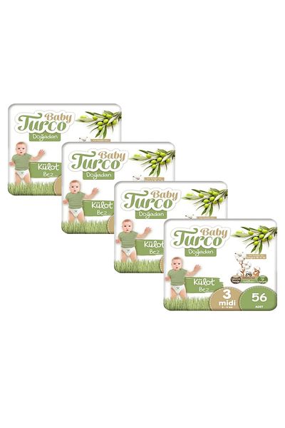 Baby Turco Doğadan Eco Panty Midi Number 3 4 Pack 56 X 4=224 Pieces
