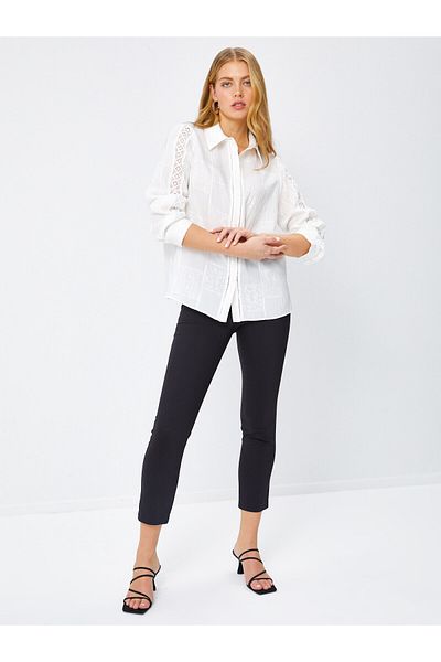 Faik Sönmez Lace Garnished Self Jacquard Stylish Shirt 68190