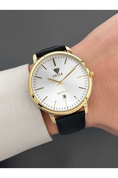 Fiesta Erkek Kol Saati Orijinal 2 Yıl Garantili 5 ATM Su Geçirmez 42mm Hakiki Deri Kordon