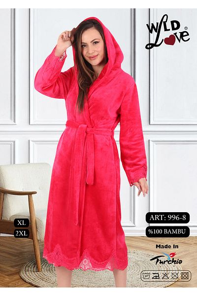 Wild Love Rochie de damă cu glugă din dantelă 100% bambus