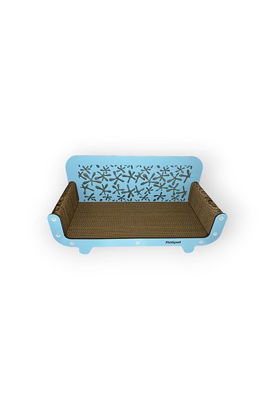 Rotipet مقعد منقوش على شكل قطة من الورق المقوى باللون الأزرق مقاس 59x30x25 سم