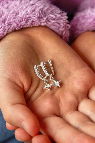 Elika Silver Yıldız Model 925 Ayar Gümüş Çocuk Küpesi