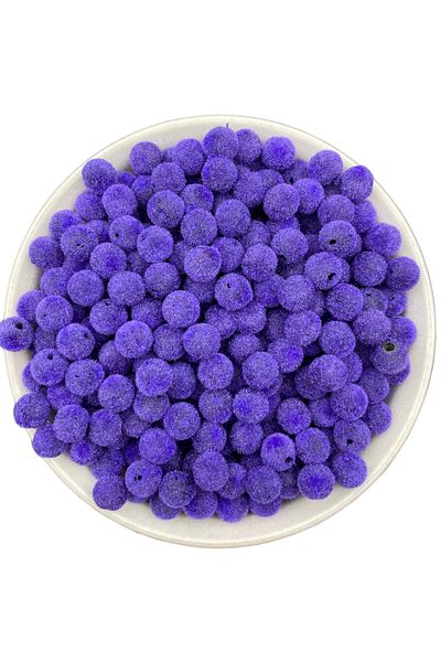 Hedef Bijuteri 8mm Purple / Dark Lilac Color Velvet Beads Jewelry, Bag Making Beads (100gr,~350 Pieces)