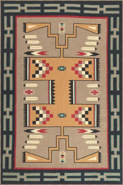 Rugs Modern Halı سجادة زخرفية عتيقة منقوشة عرقيًا مع تصميم متعدد الألوان 3523