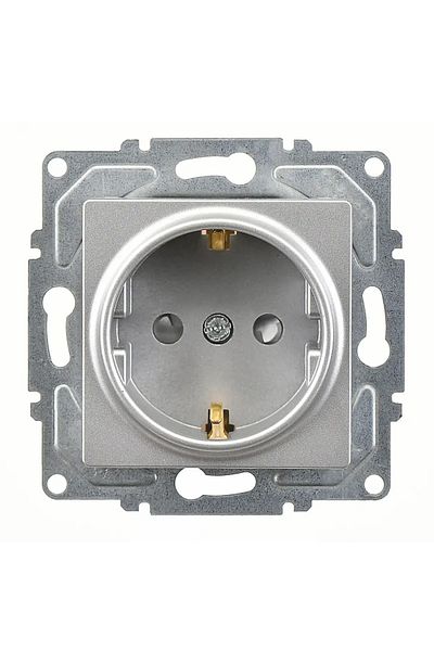 Günsan Eqona Radius Neoline Child Proof Grounded Socket (with Clip), Silver (Mechanism + Key Cover)