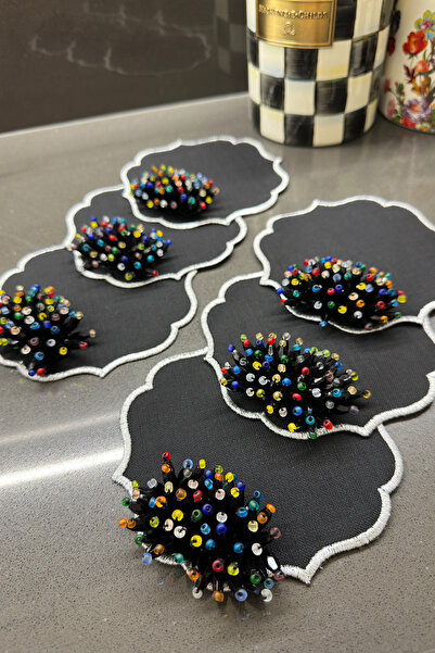 bibashka Siyah Renkli Tasarım 6lı Kokteyl Peçete