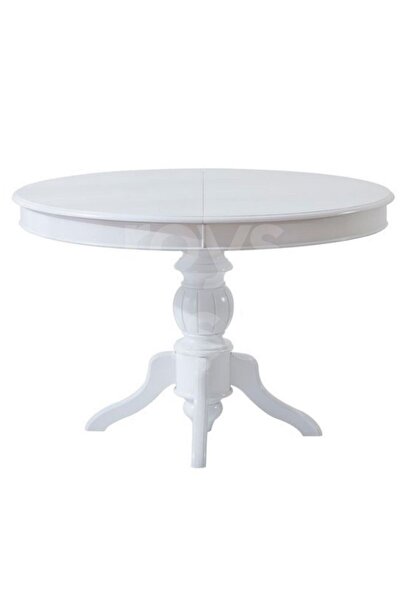 Genel Markalar 100 Cm Lake Beyaz Yuvarlak Açılabilen Baba Ayak Yemek Masası