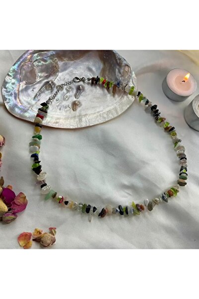 Elifsu Jewelry شاكرا الأحجار الكريمة قلادة كريستال