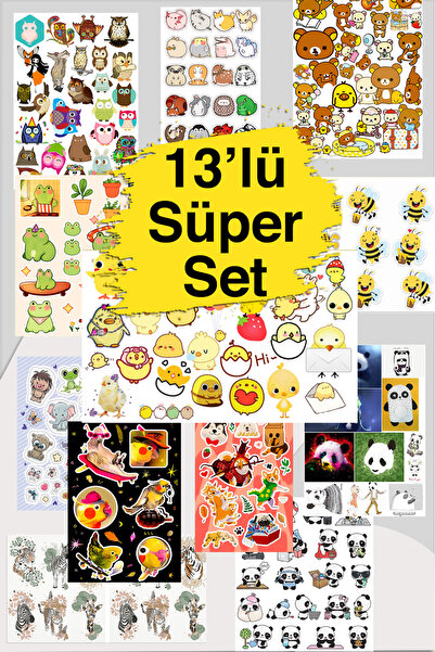 LiyaCraft 13 Sayfa Sevimli Hayvan Konseptli Sticker Set