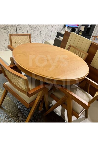 ROYS AHŞAP 120 Cm Naturel Yuvarlak Açılabilen Baba Ayak Yemek Masası